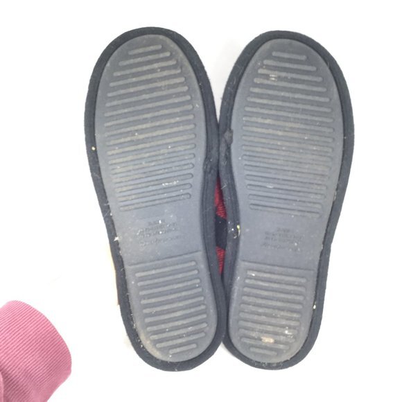 Dearfoams Men's Plaid Papa Bear Slippers Black/Red Size Xlarge 13-14 - Picture 9 of 11